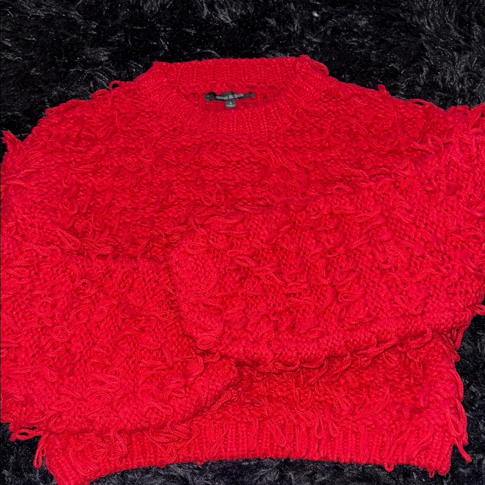 Vibrant Red Textured Women's Sweater